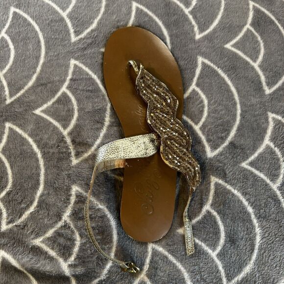 Naughty Monkey Tan Leather Open Toe Thong Sandals Women's Sz 9.5 - Picture 10 of 15